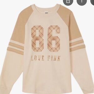 PINK Victoria's Secret Beige Sweatshirt with 86 Graphic